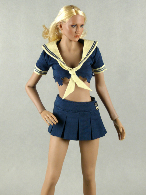 Female Sexy School Girl Navy Uniform with Mini Navy Skirt Set